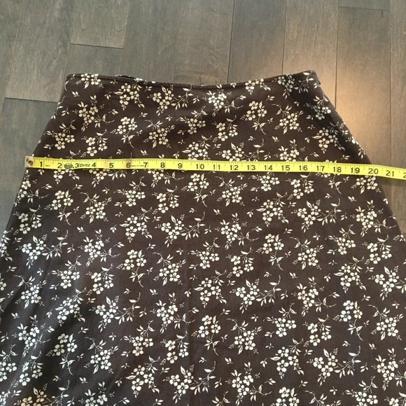 Eddie Bauer brown floral linen/cotton skirt - 10 - Picture 7 of 7
